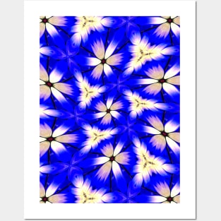 Cute Blue Floral Pattern Posters and Art